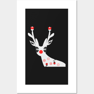 Merry Christmas reindeer Posters and Art